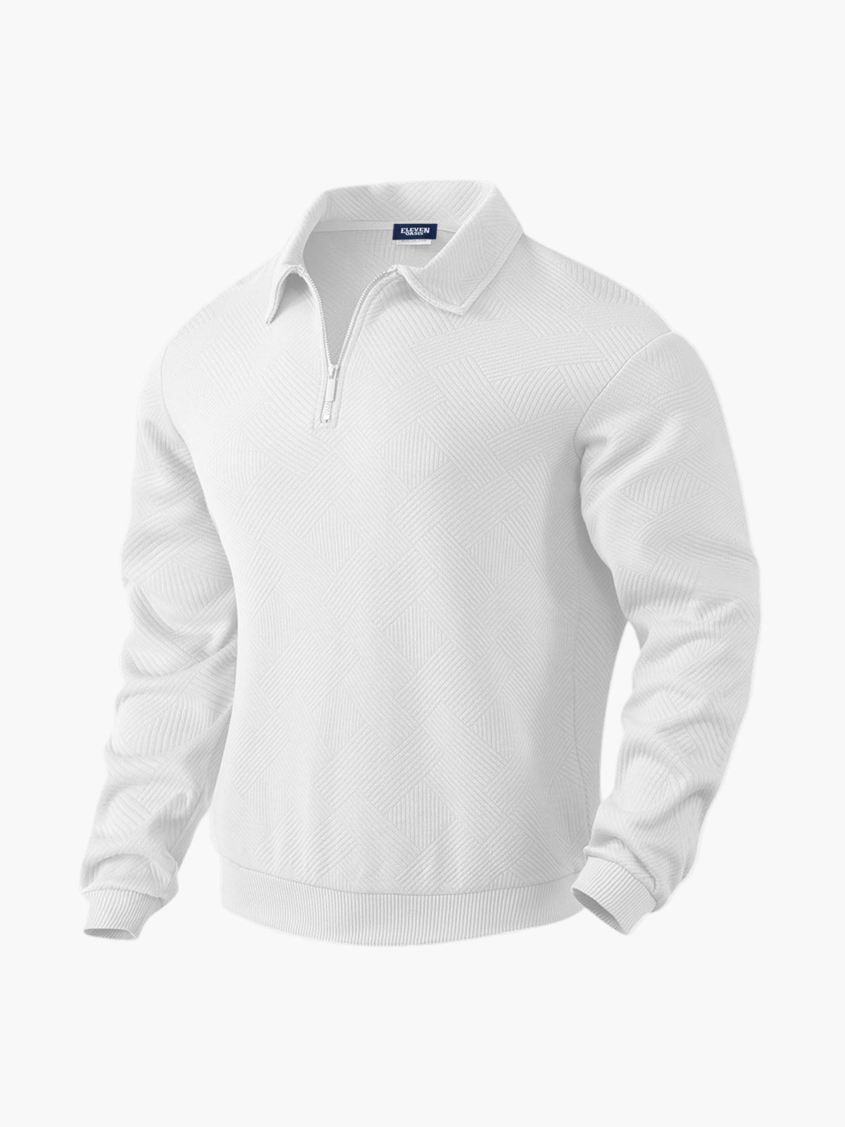 Men's Half-Zip Pullover Sweater with Patterned Texture, Smart-Casual Style
