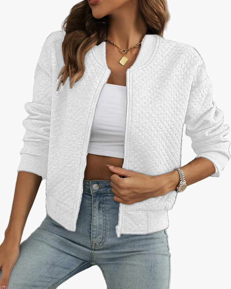 Women's Quilted Bomber Jacket Urban Casual Style
