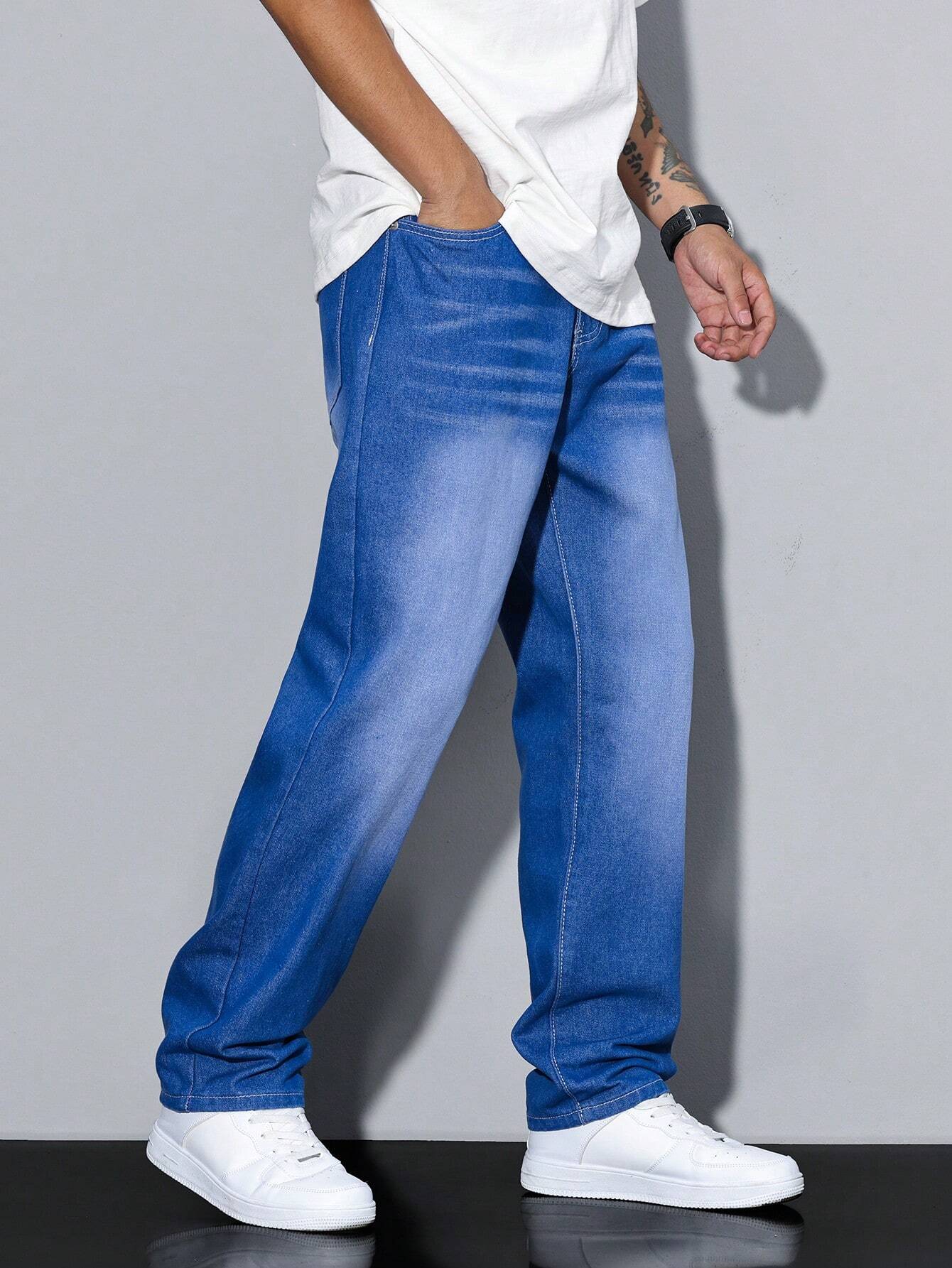 Men's Casual Straight Fit Jeans Relaxed Streetwear Style