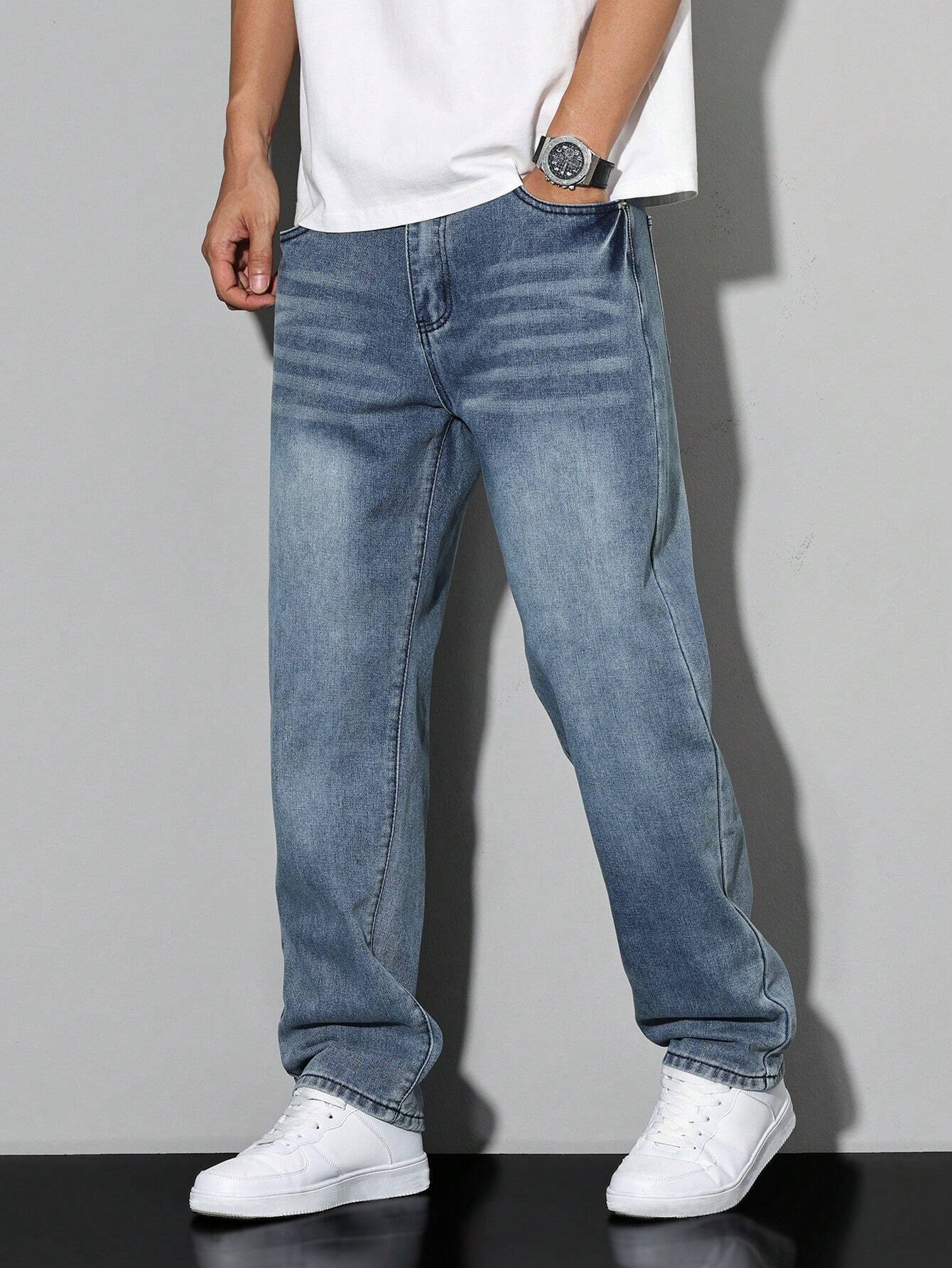 Men's Casual Straight Fit Jeans Relaxed Streetwear Style