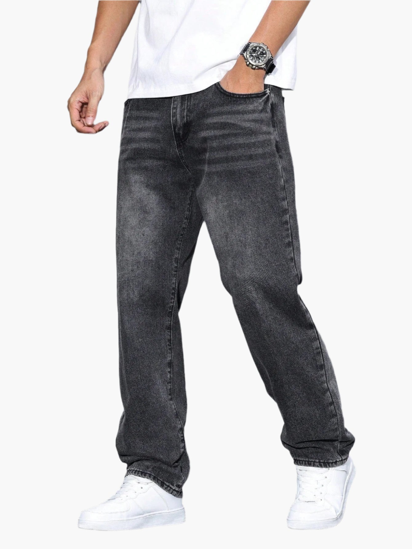 Men's Casual Straight Fit Jeans Relaxed Streetwear Style
