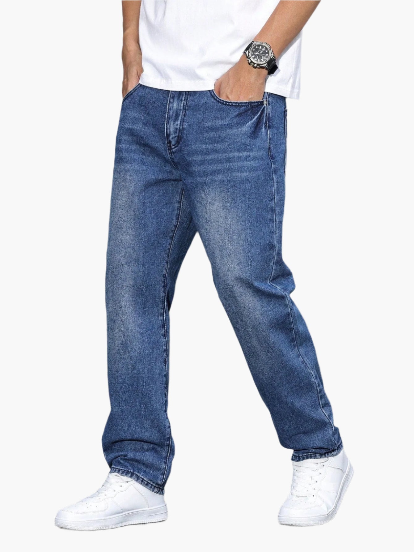 Men's Casual Straight Fit Jeans Relaxed Streetwear Style