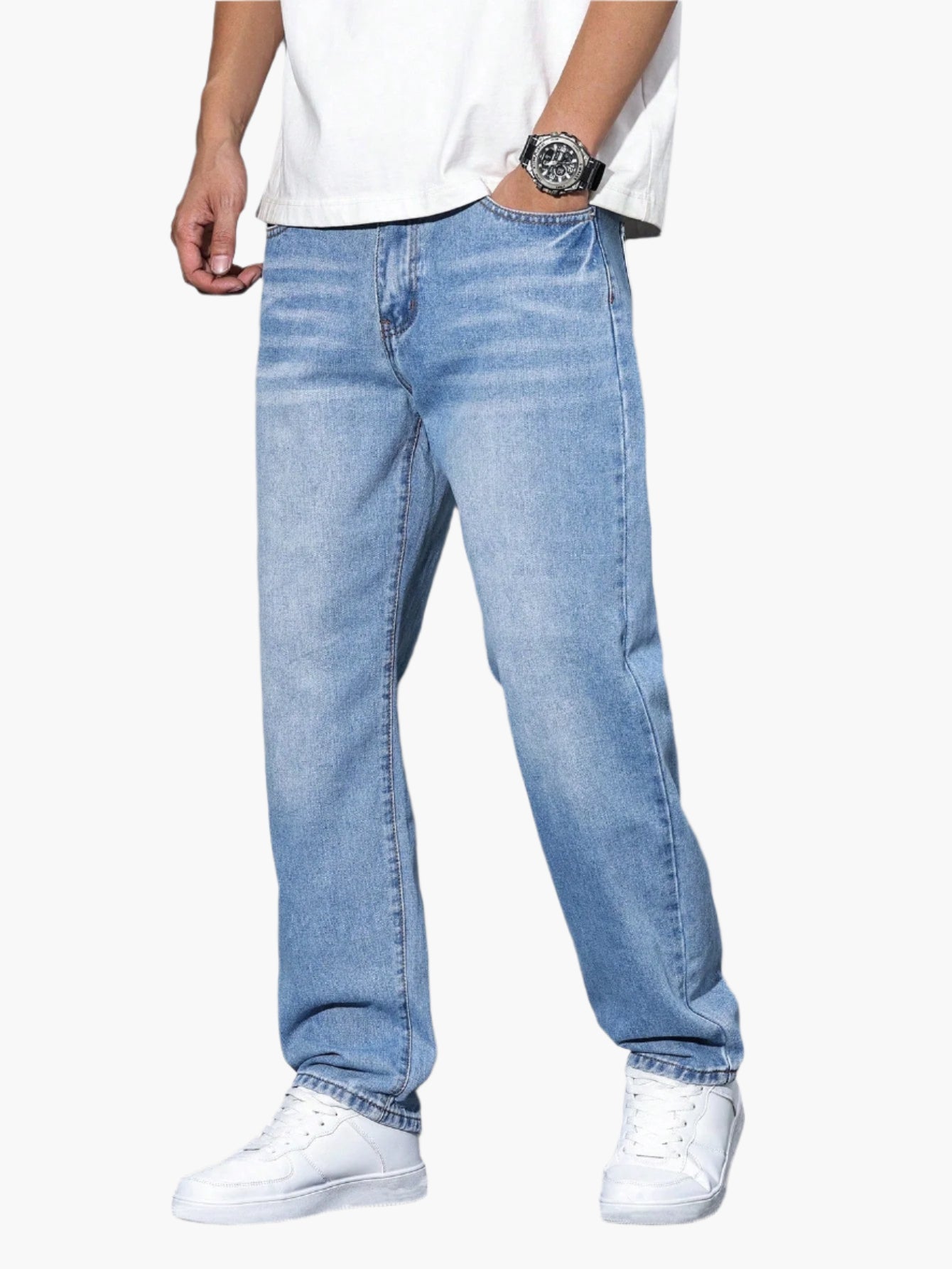 Men's Casual Straight Fit Jeans Relaxed Streetwear Style