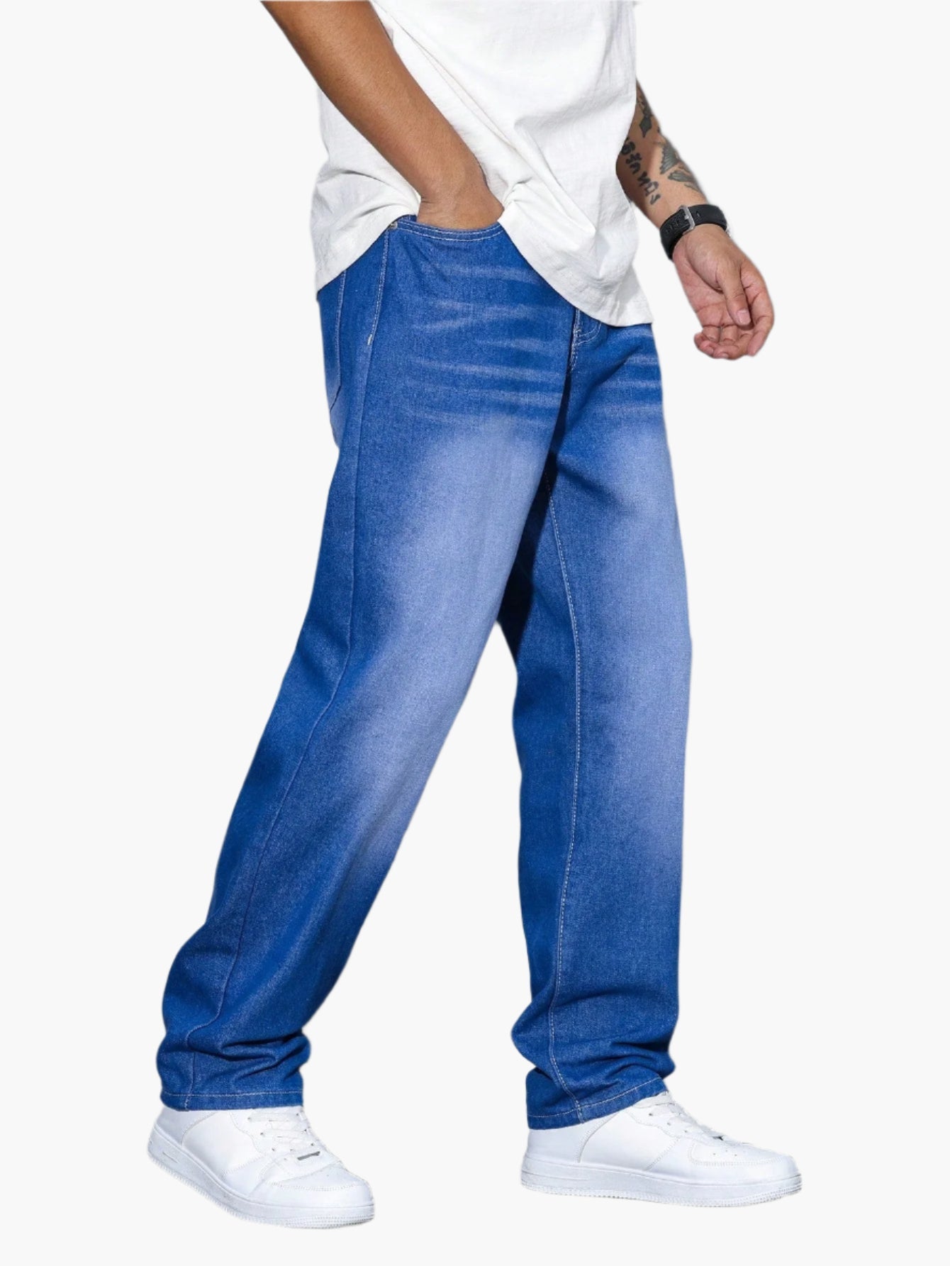 Men's Casual Straight Fit Jeans Relaxed Streetwear Style