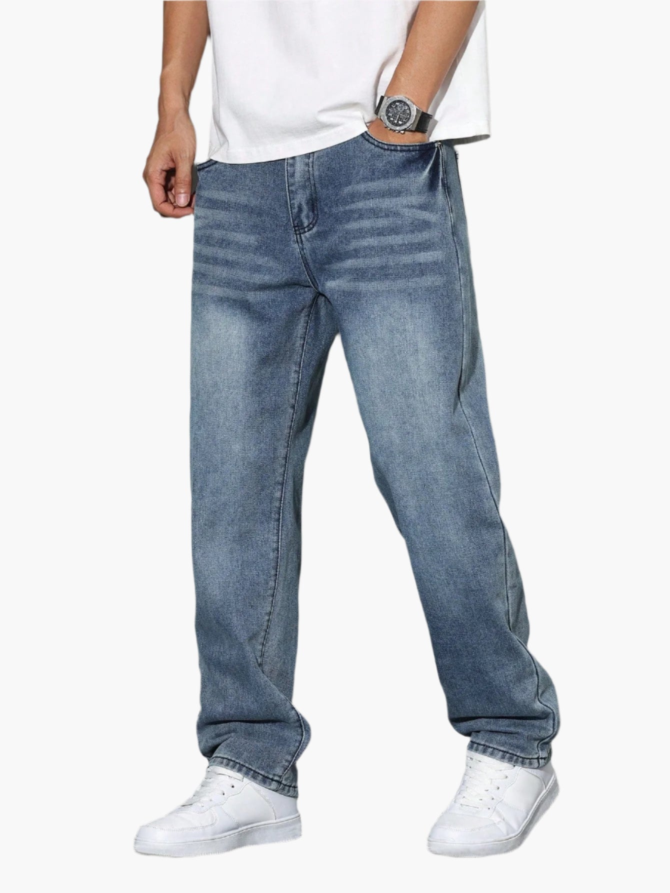 Men's Casual Straight Fit Jeans Relaxed Streetwear Style