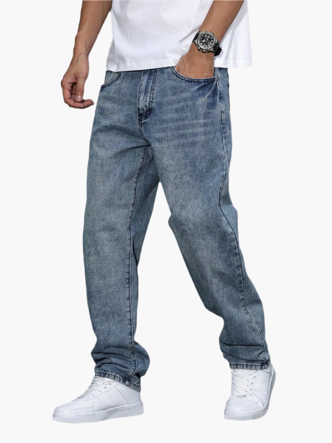 Men's Casual Straight Fit Jeans Relaxed Streetwear Style