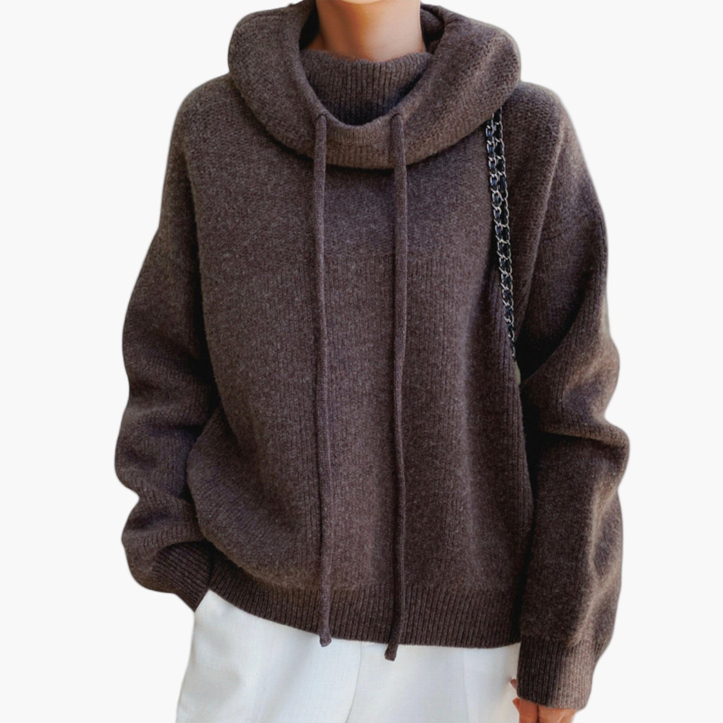 Women's Casual Oversized Knit Hooded Sweater Pullover for Everyday Comfort