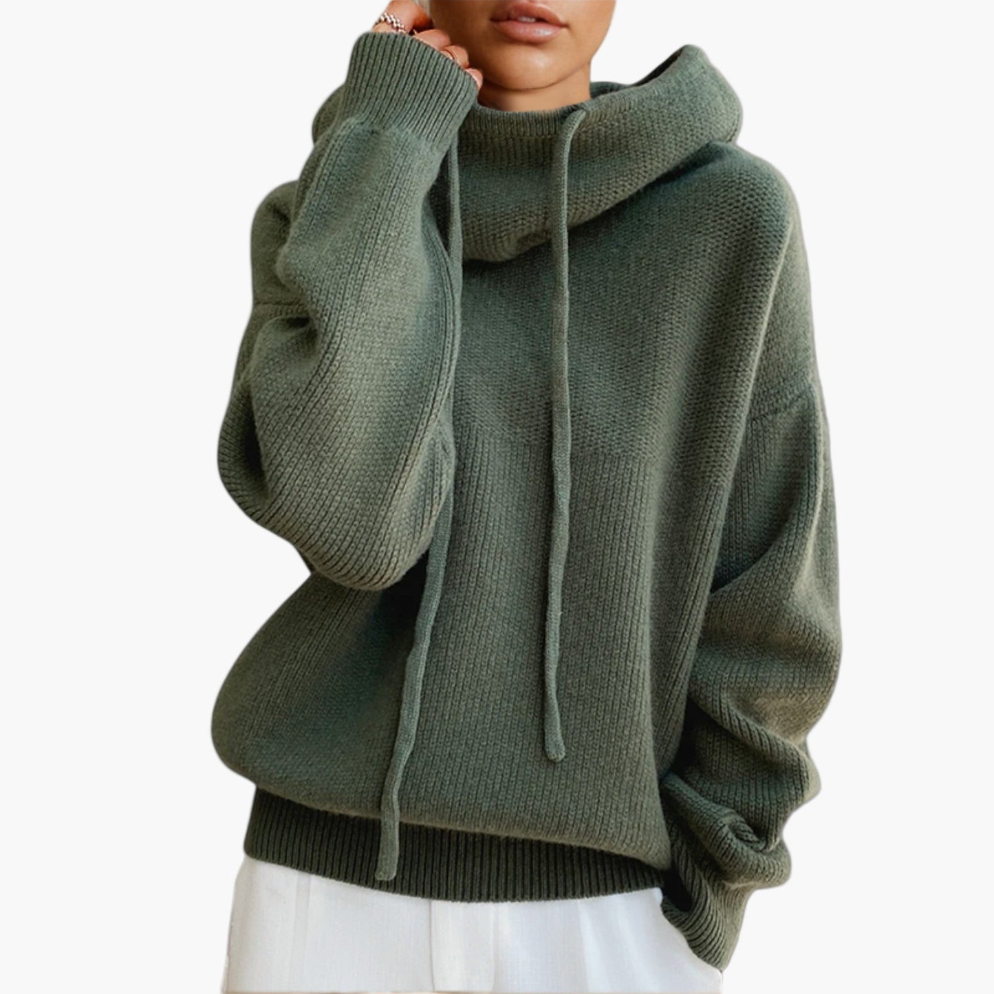 Women's Casual Oversized Knit Hooded Sweater Pullover for Everyday Comfort