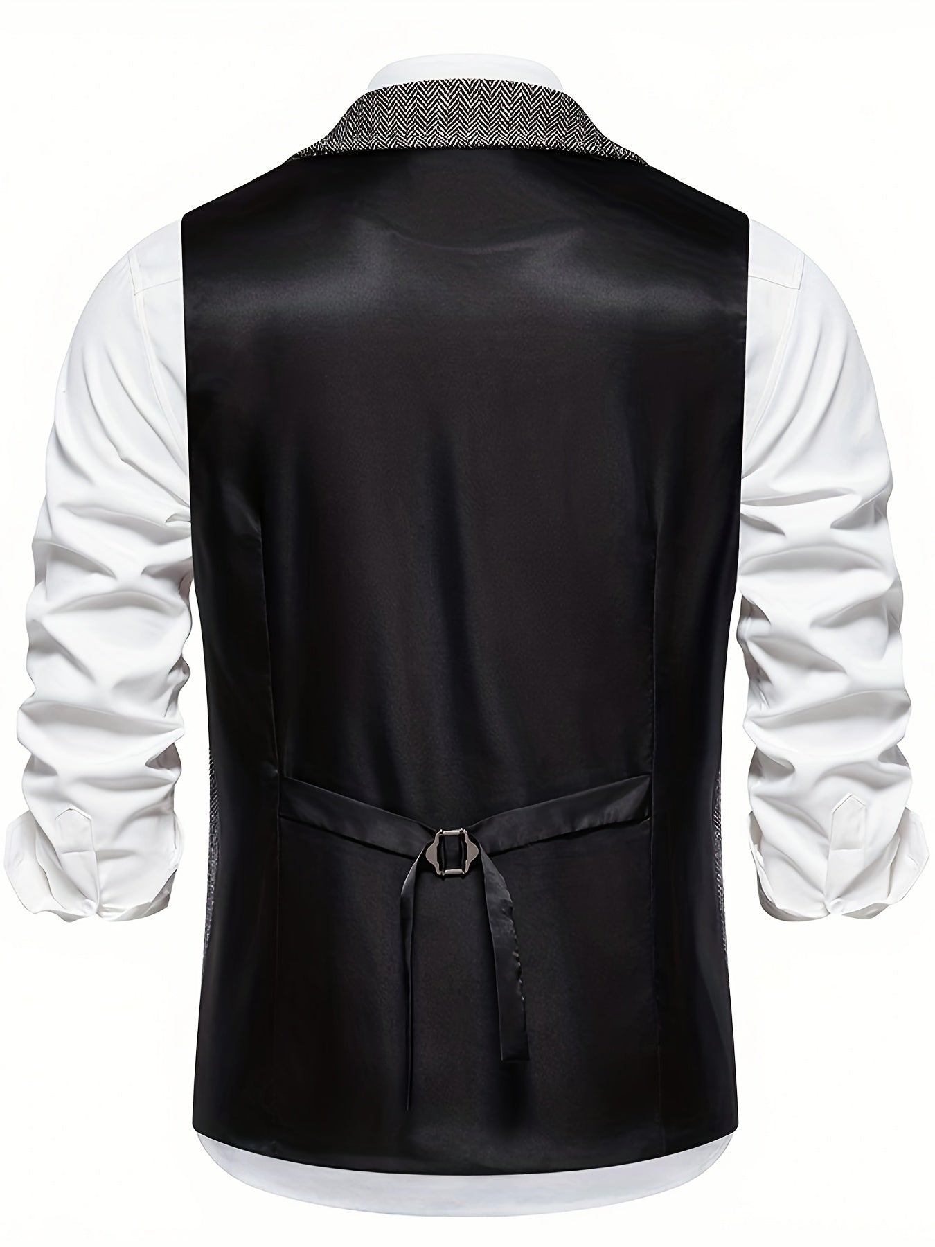 Men's Vintage Herringbone Suit Vest – Classic Formal Business Waistcoat