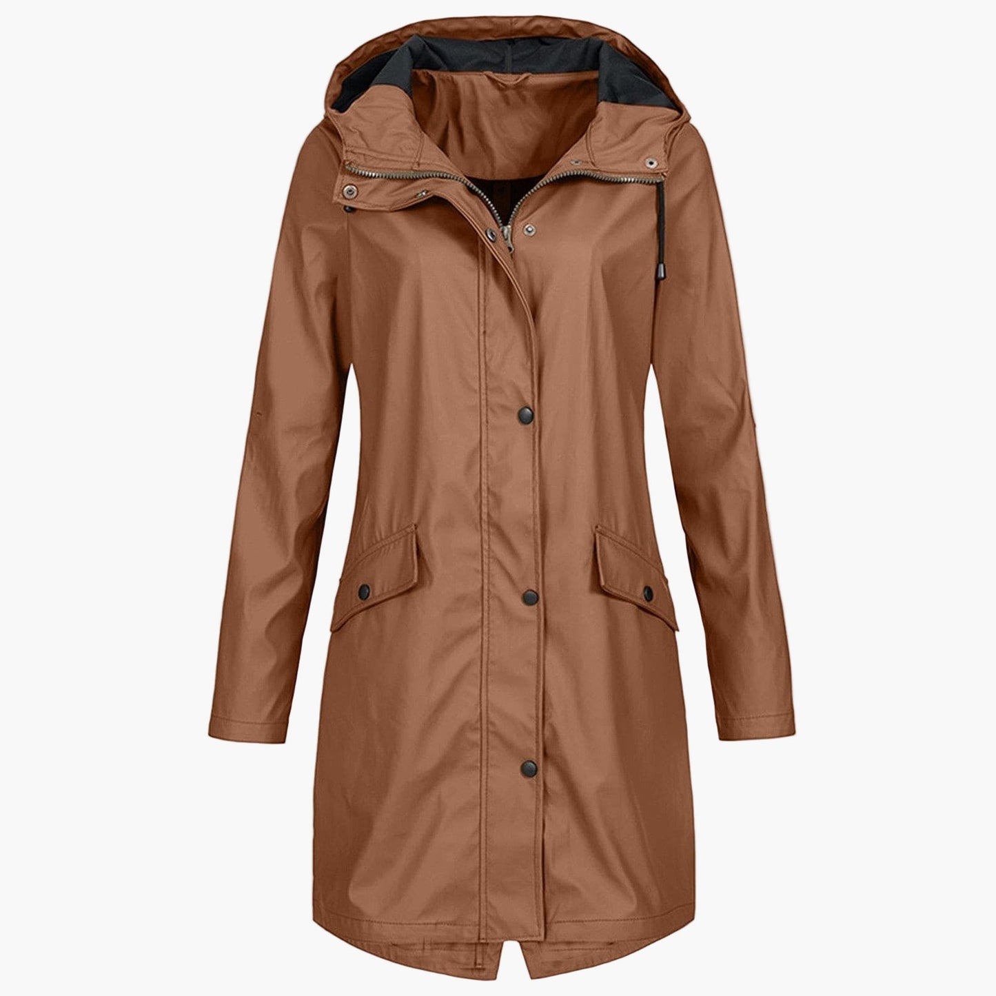Women's Long Waterproof Raincoat – Stylish Hooded Outdoor Jacket for Everyday Wear