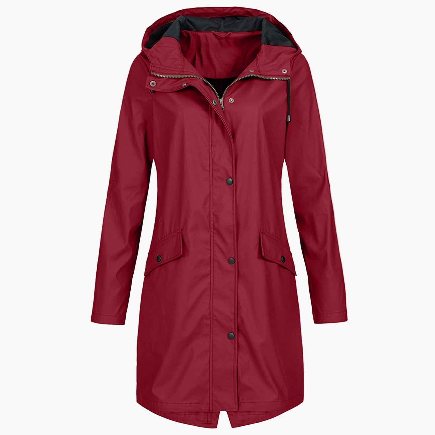 Women's Long Waterproof Raincoat – Stylish Hooded Outdoor Jacket for Everyday Wear