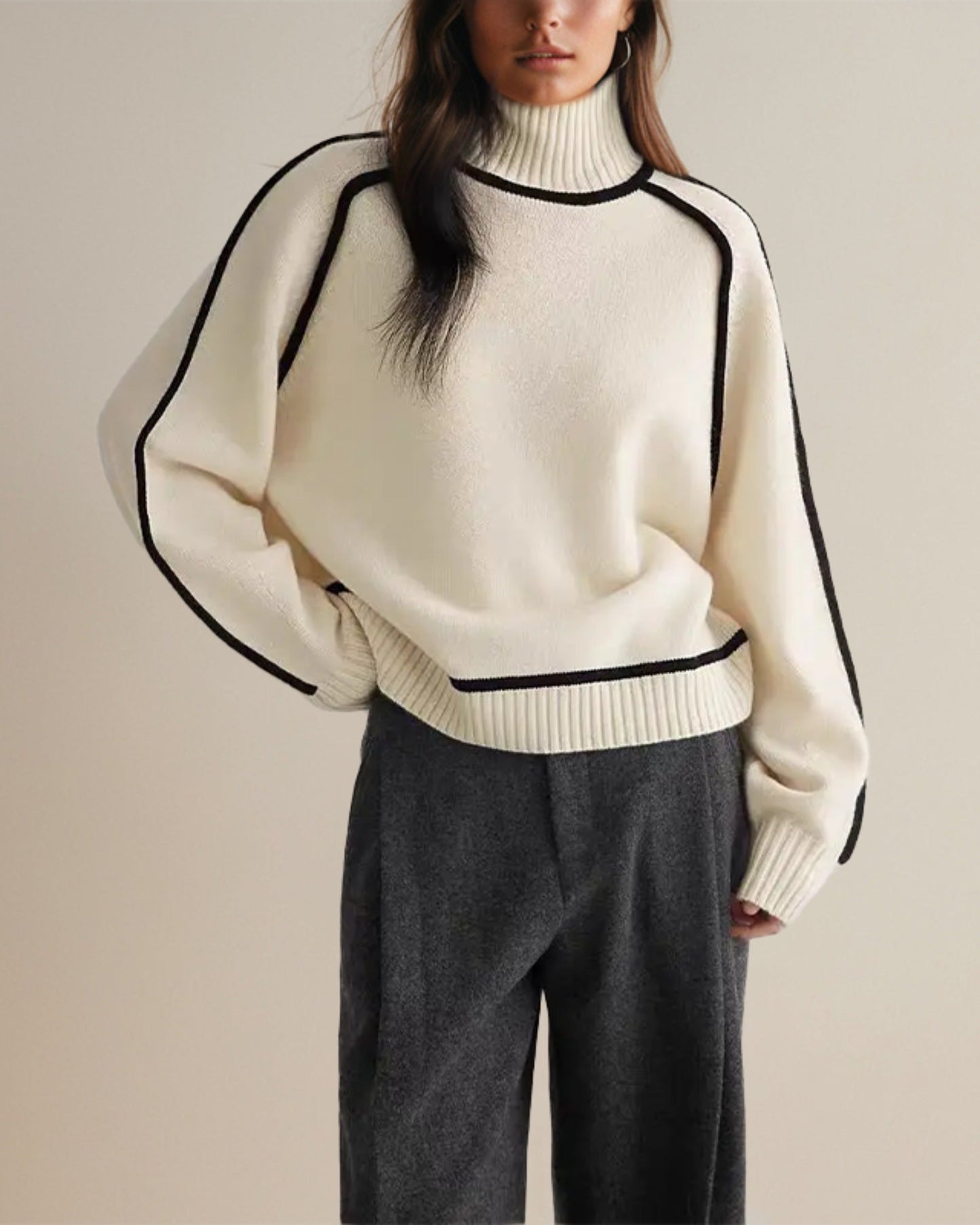 Women's Modern Chic Turtleneck Sweater – Elegant Loose Fit Pullover for Fall and Winter