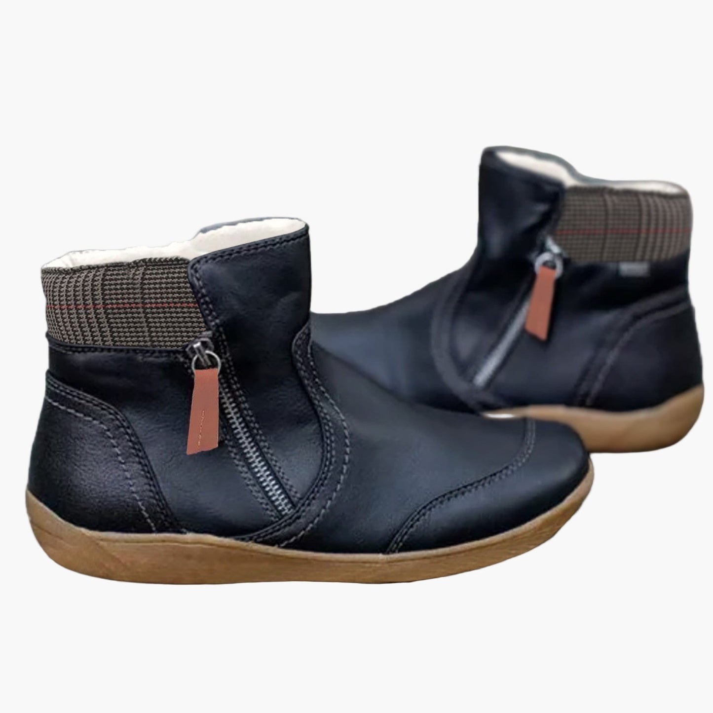 Women's Orthopedic Ankle Boots with Double Zipper - Casual Comfort Fashion Booties