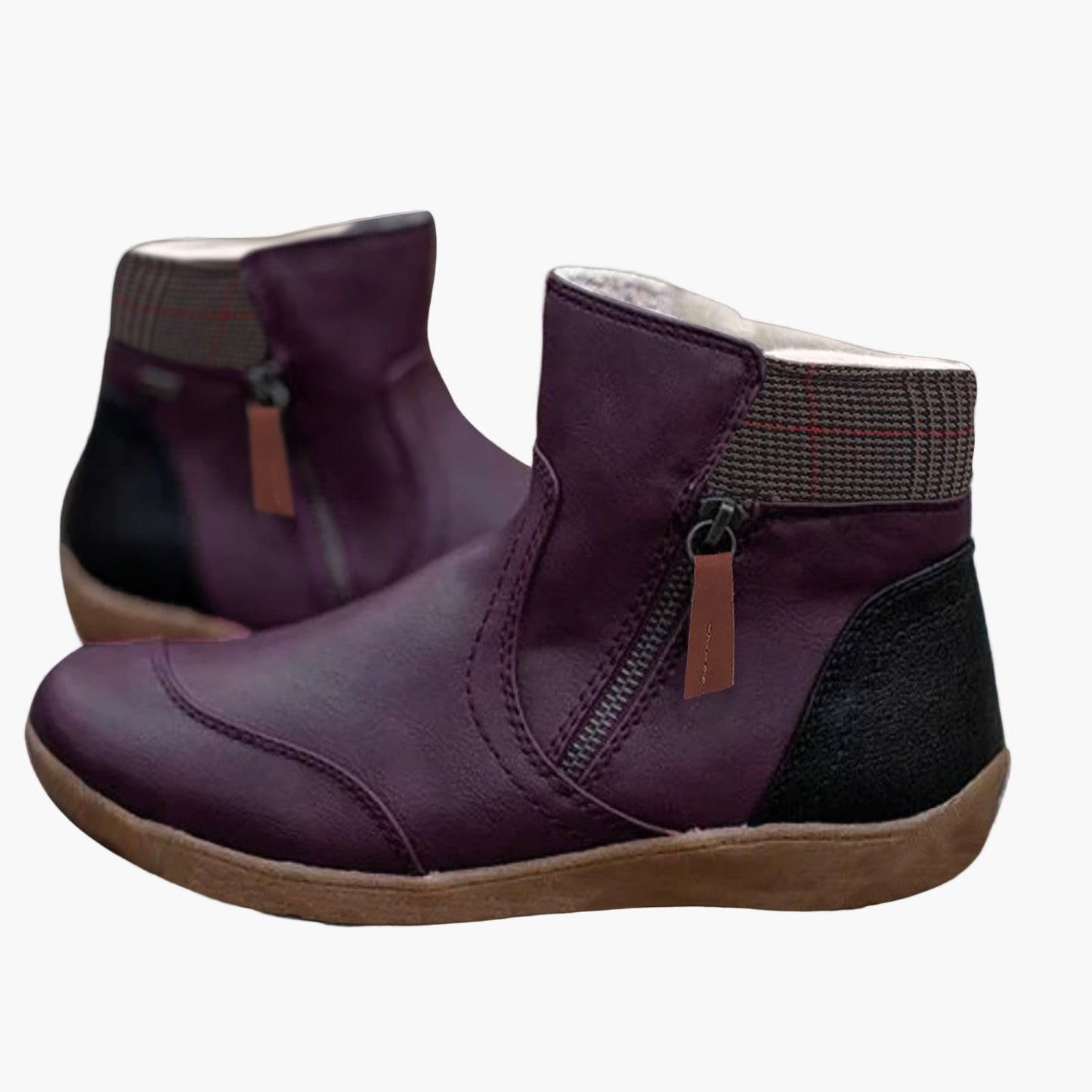Women's Orthopedic Ankle Boots with Double Zipper - Casual Comfort Fashion Booties