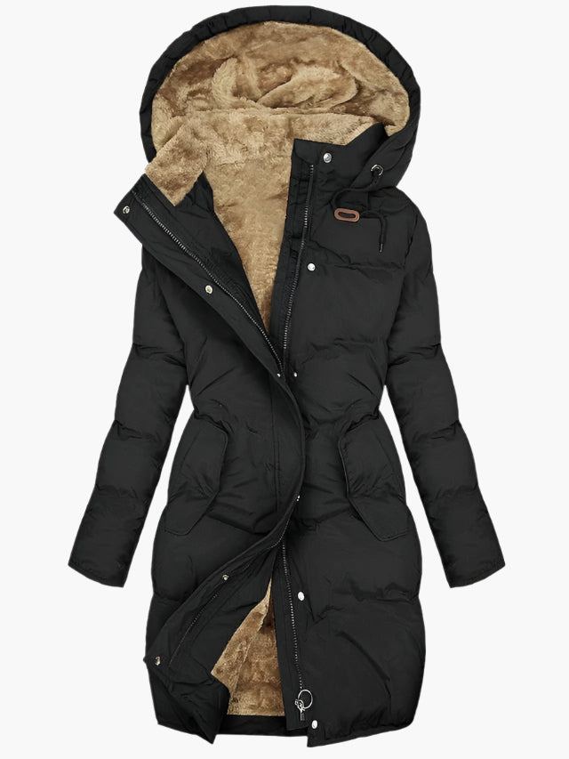 Women's Long Puffer Winter Coat with Hood – Stylish Warm Quilted Parka for Cold Weather