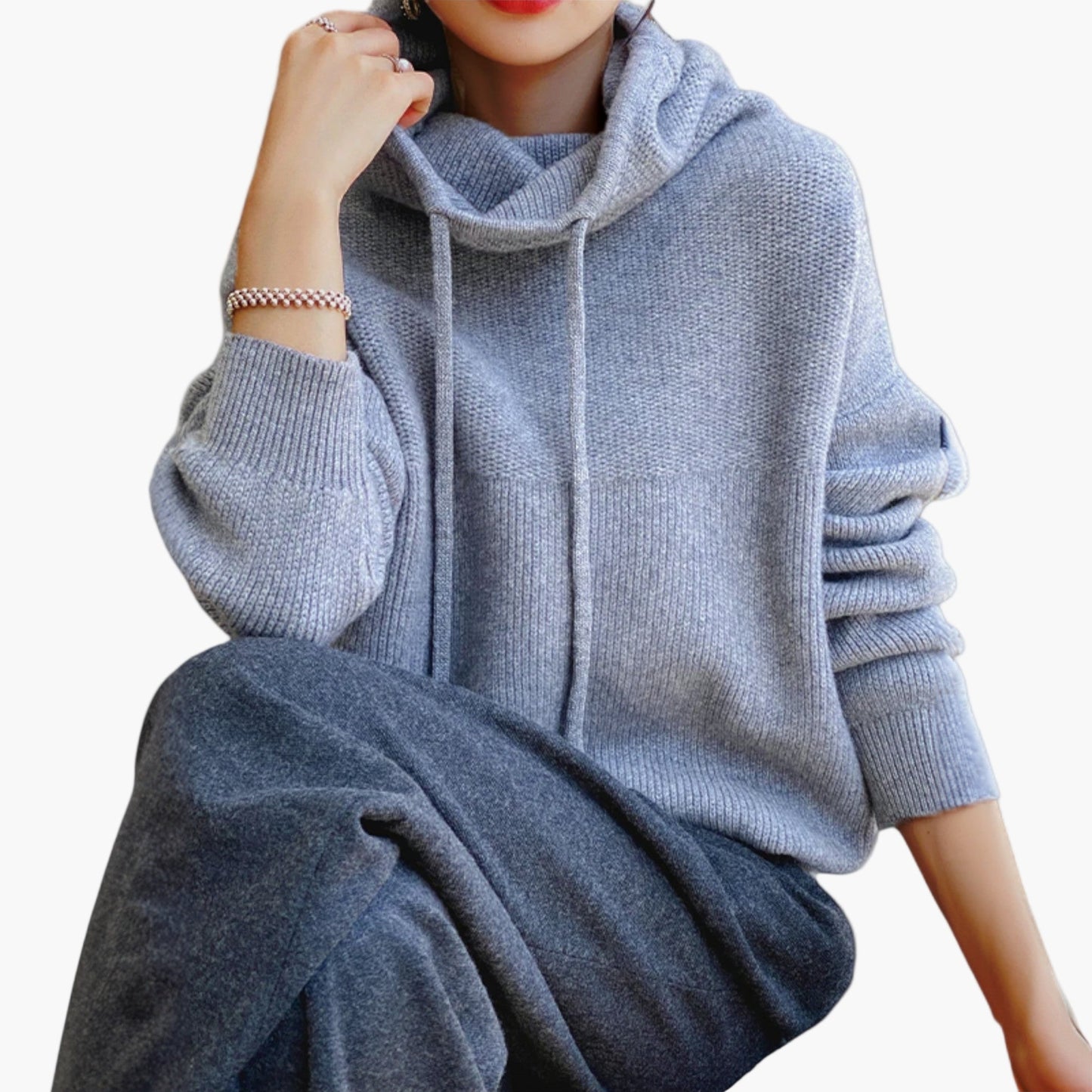 Women's Casual Oversized Knit Hooded Sweater Pullover for Everyday Comfort