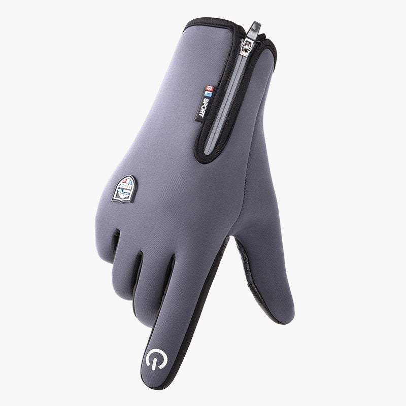 Men's Outdoor Winter Thermal Gloves with Touchscreen and Zipper – Sporty Cold Weather Accessory