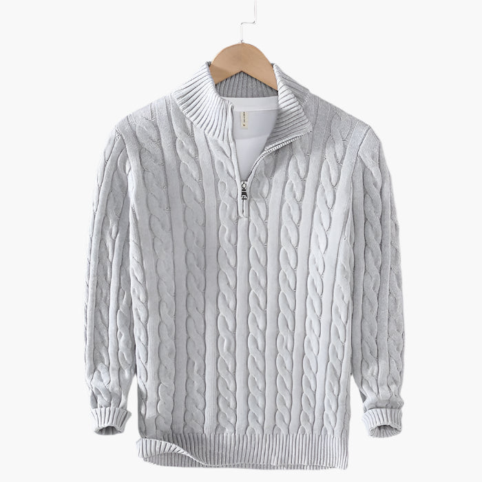 Men's Classic Cable Knit Quarter-Zip Sweater – Timeless Style for Everyday Wear