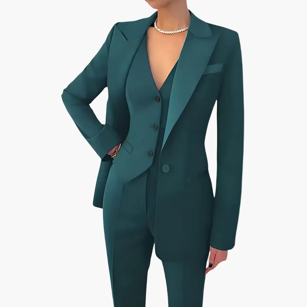Women's Three-Piece Slim Fit Business Suit – Blazer, Vest, and Trousers Set for Formal and Professional Wear