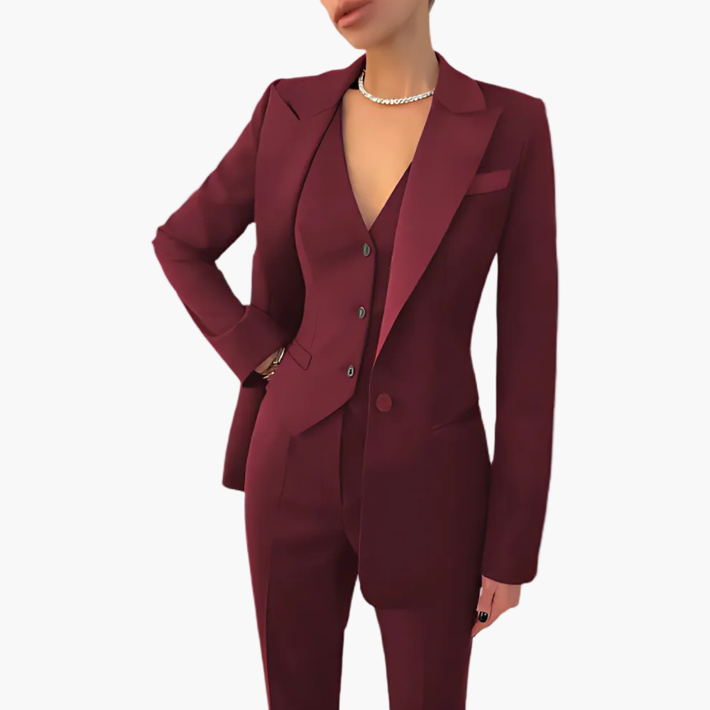 Women's Three-Piece Slim Fit Business Suit – Blazer, Vest, and Trousers Set for Formal and Professional Wear
