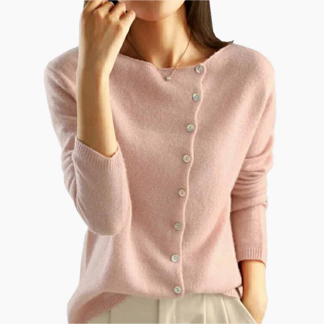 Women's Modern Asymmetric Button Cardigan – Elegant Versatile Knitwear for Office and Casual