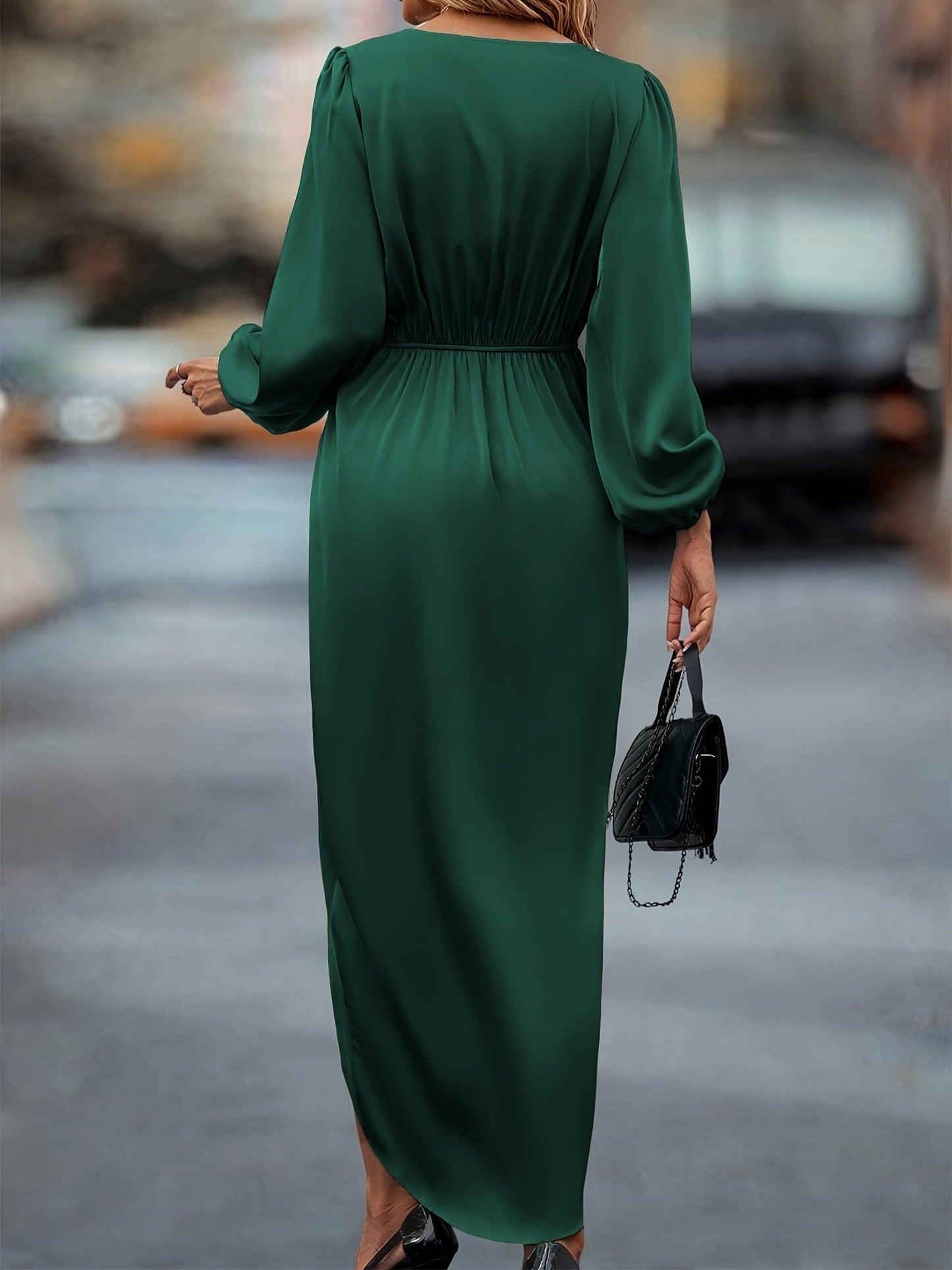 Women's Elegant Wrap Midi Dress for Formal Occasions and Parties