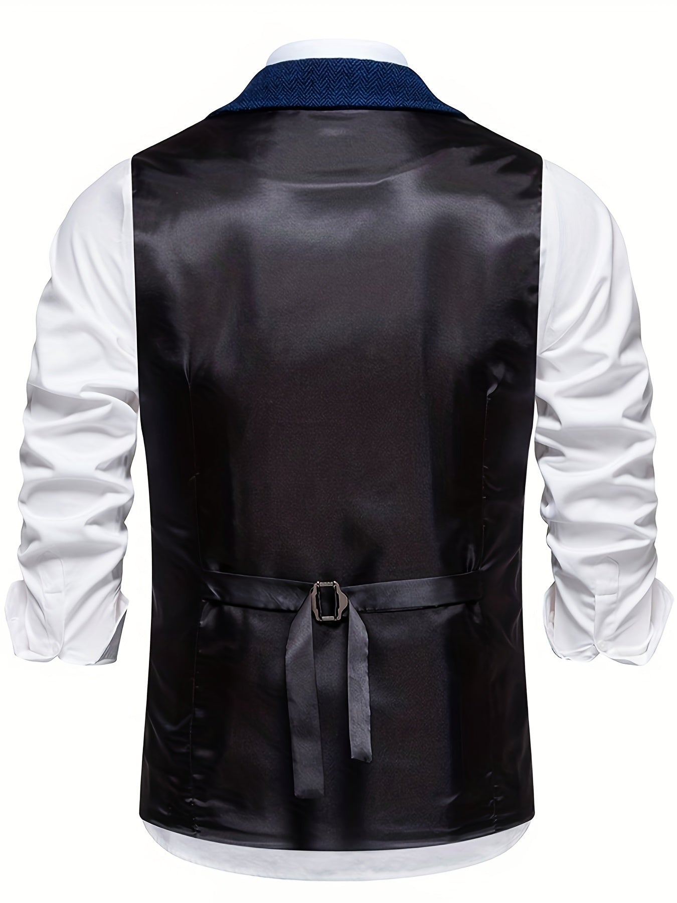 Men's Vintage Herringbone Suit Vest – Classic Formal Business Waistcoat