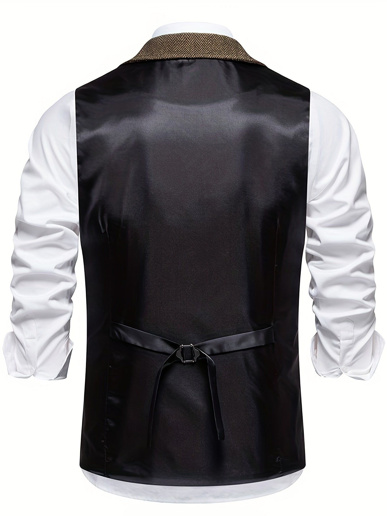 Men's Vintage Herringbone Suit Vest – Classic Formal Business Waistcoat
