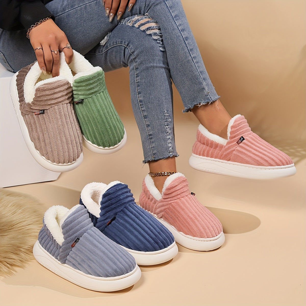 Women's Cozy Winter Indoor Slippers Plush House Shoes