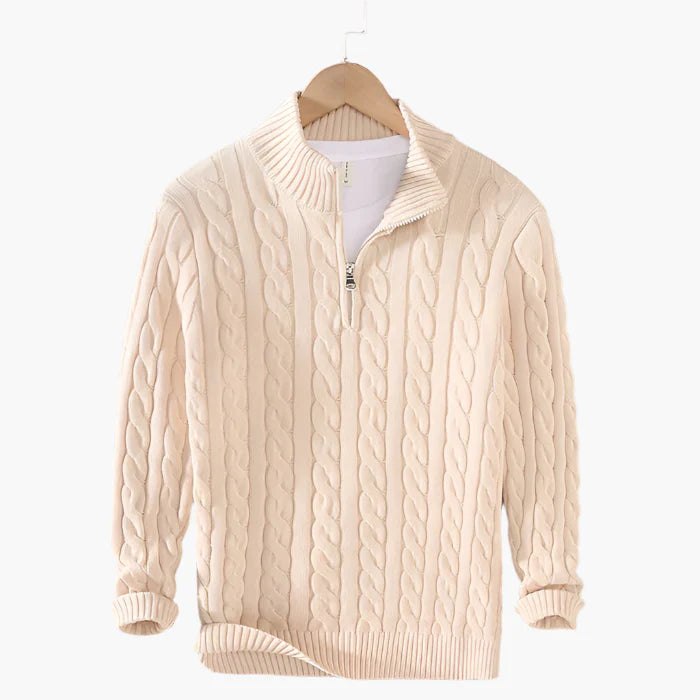 Men's Classic Cable Knit Quarter-Zip Sweater – Timeless Style for Everyday Wear