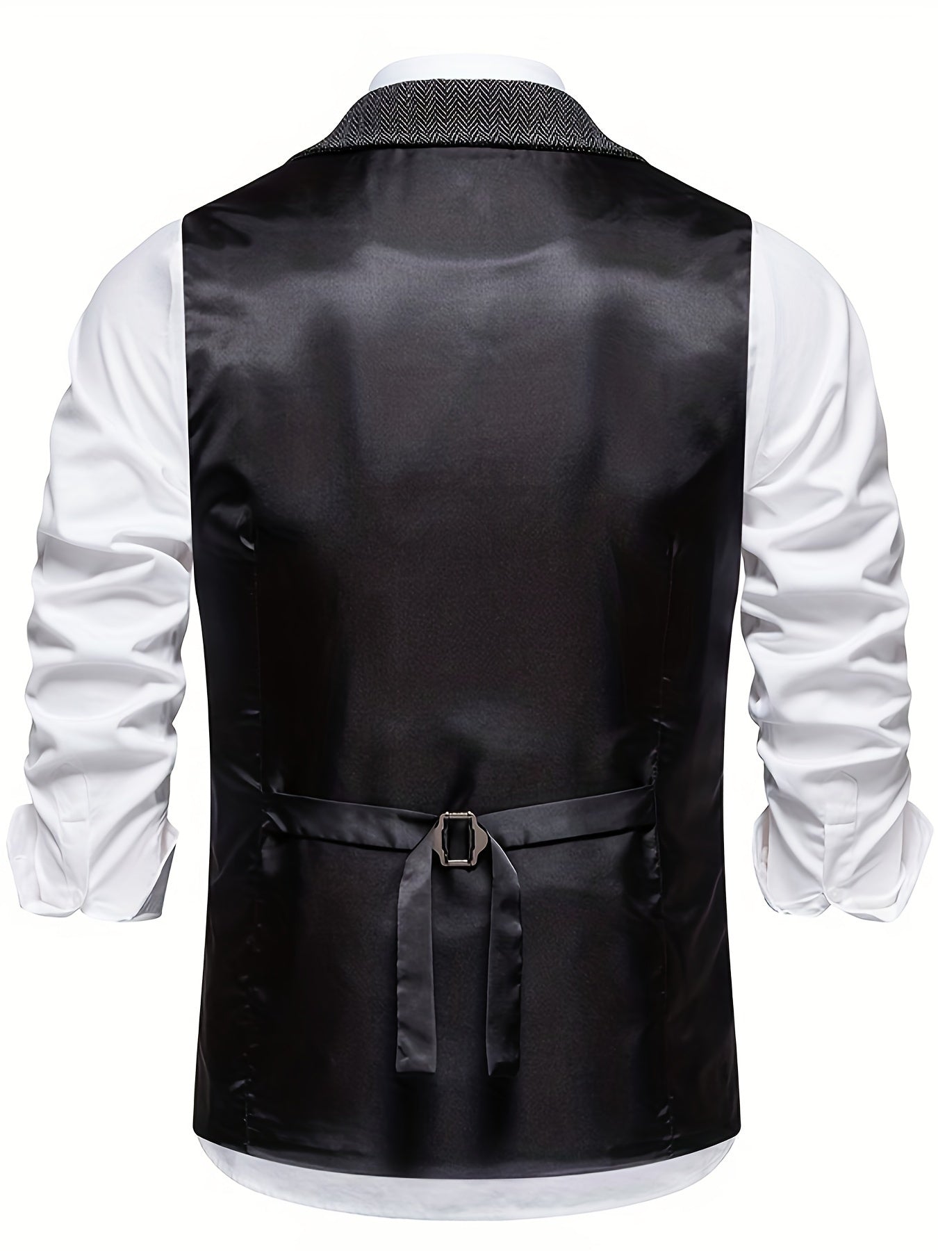 Men's Vintage Herringbone Suit Vest – Classic Formal Business Waistcoat