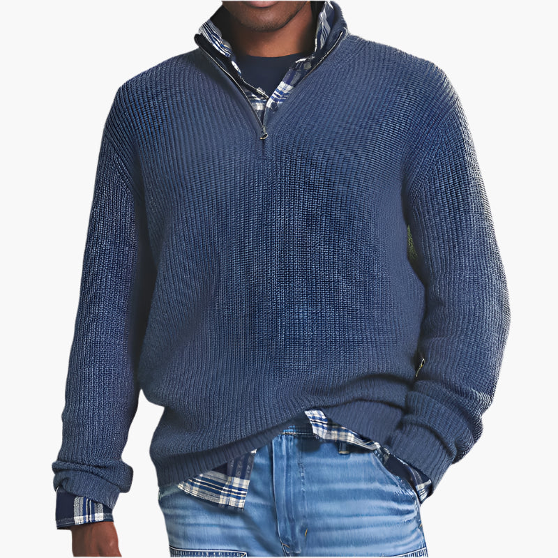 Men's Business Casual Quarter-Zip Knit Pullover Sweater – Versatile Everyday Style