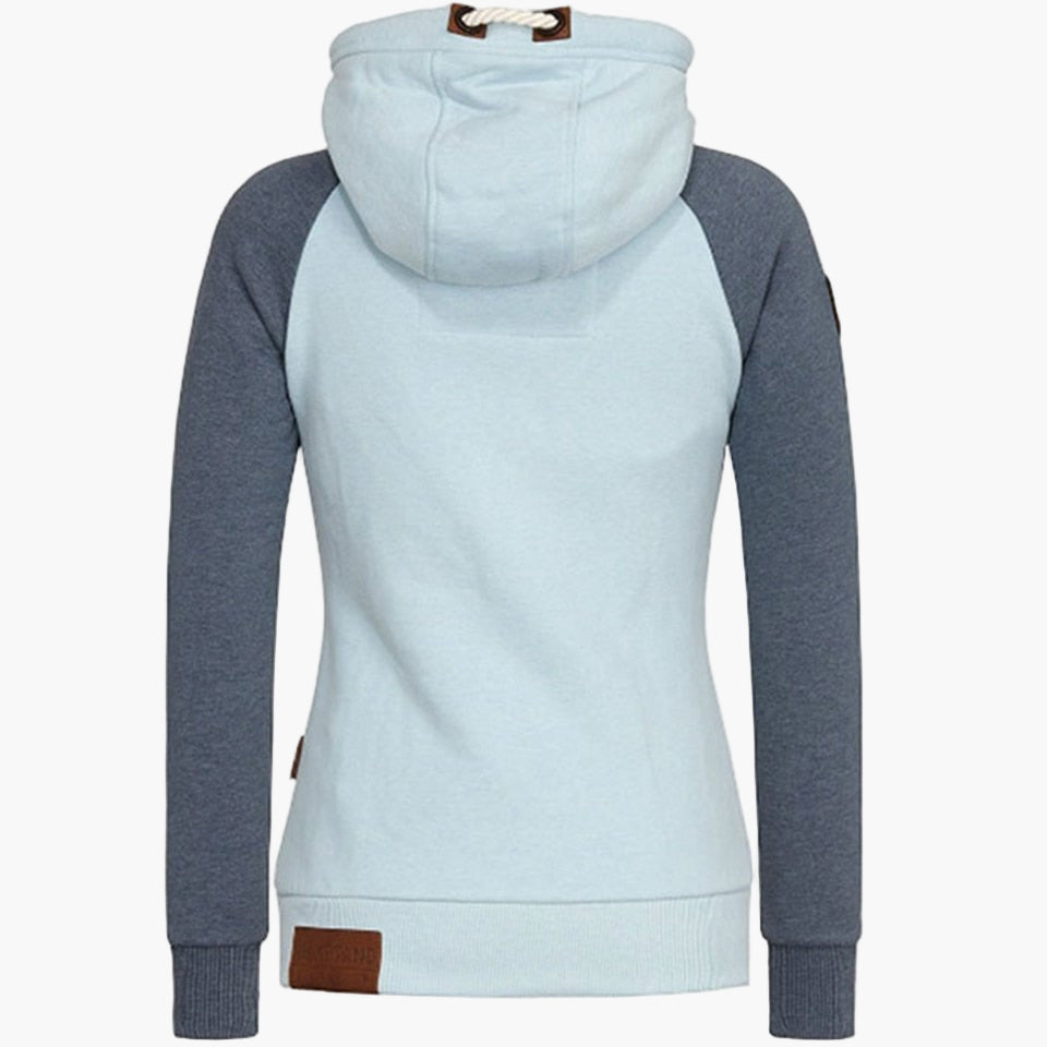 Women's Slim Fit Urban Hoodie Jacket with High Collar and Full Zip - Casual Style
