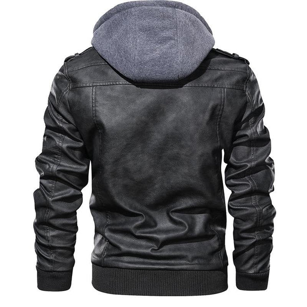 Men's Urban Biker Jacket with Detachable Hood – Modern Street Style for Everyday and Night Out