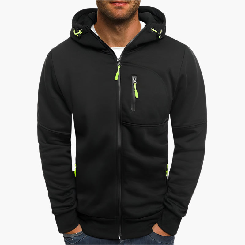 Men's Sport Zip Hoodie with Adjustable Hood and Zipper Pockets – Casual Athletic Pullover for Everyday and Outdoor