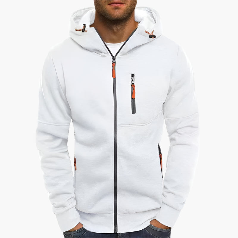 Men's Sport Zip Hoodie with Adjustable Hood and Zipper Pockets – Casual Athletic Pullover for Everyday and Outdoor