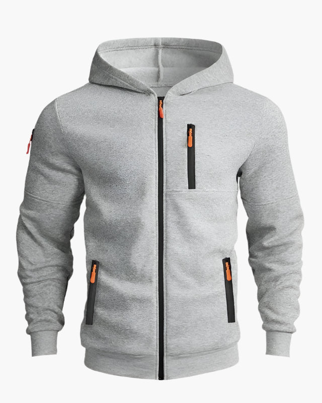 Men's Sport Zip Hoodie with Adjustable Hood and Zipper Pockets – Casual Athletic Pullover for Everyday and Outdoor