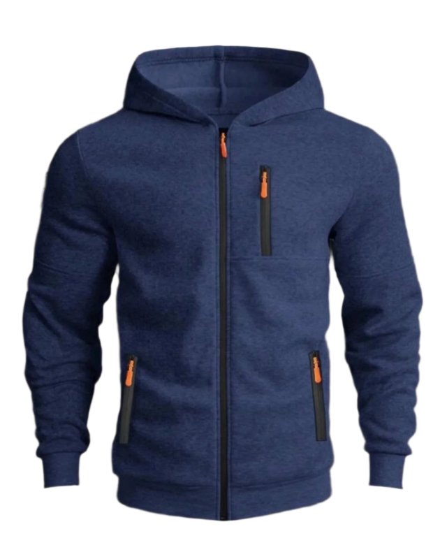 Men's Sport Zip Hoodie with Adjustable Hood and Zipper Pockets – Casual Athletic Pullover for Everyday and Outdoor