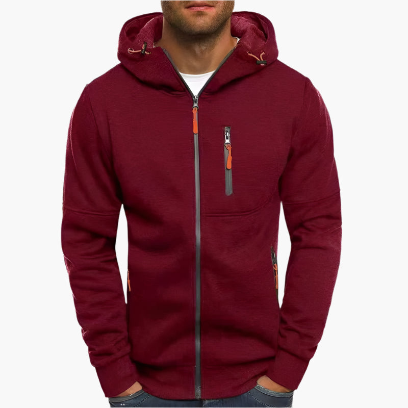 Men's Sport Zip Hoodie with Adjustable Hood and Zipper Pockets – Casual Athletic Pullover for Everyday and Outdoor