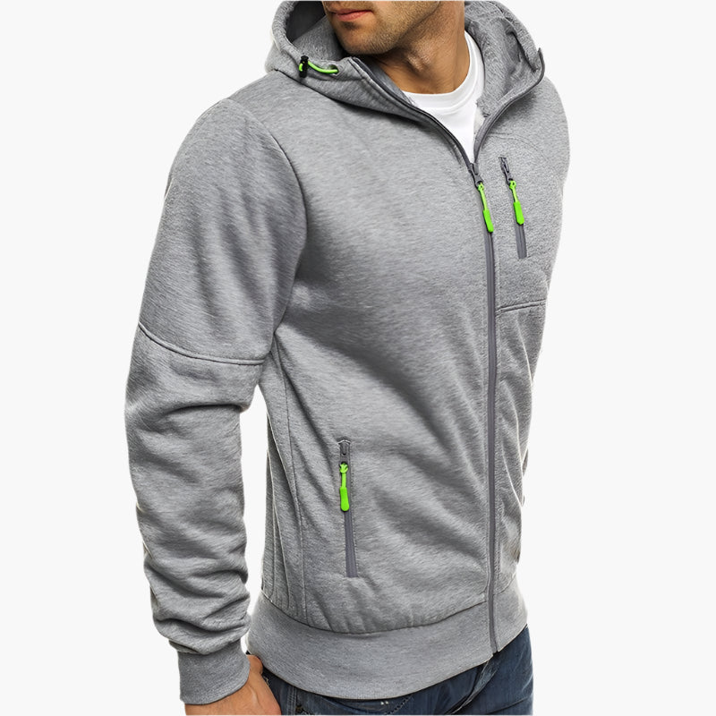 Men's Sport Zip Hoodie with Adjustable Hood and Zipper Pockets – Casual Athletic Pullover for Everyday and Outdoor