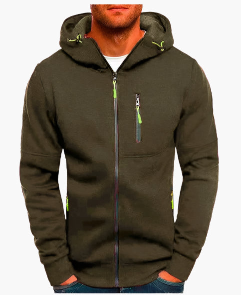 Men's Sport Zip Hoodie with Adjustable Hood and Zipper Pockets – Casual Athletic Pullover for Everyday and Outdoor