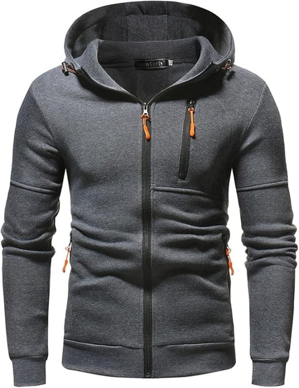 Men's Sport Zip Hoodie with Adjustable Hood and Zipper Pockets – Casual Athletic Pullover for Everyday and Outdoor