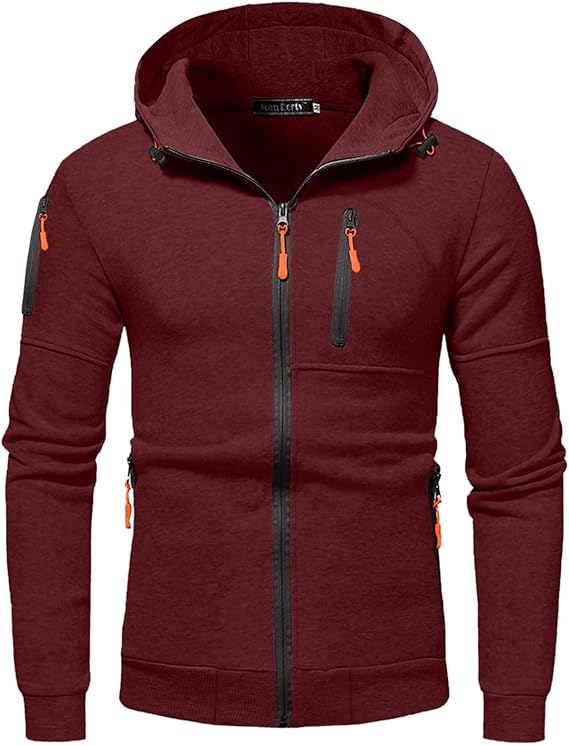 Men's Sport Zip Hoodie with Adjustable Hood and Zipper Pockets – Casual Athletic Pullover for Everyday and Outdoor