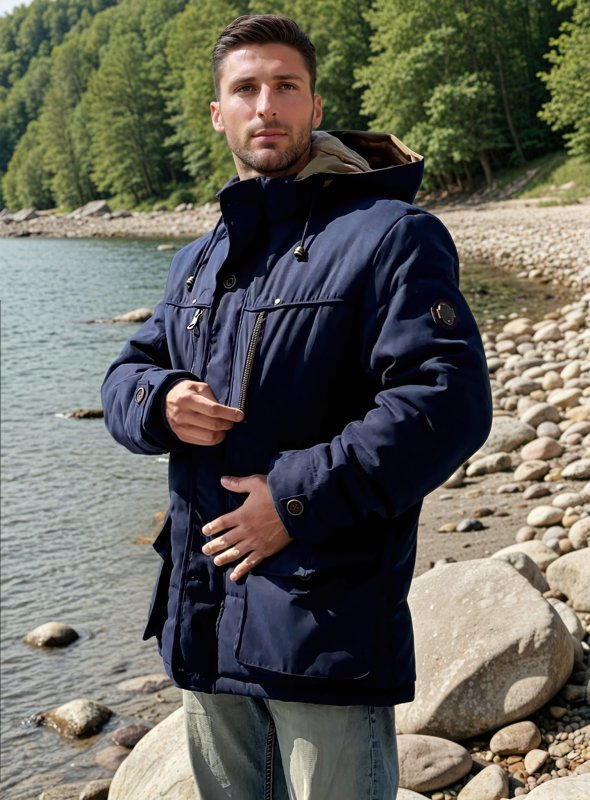 Men's Outdoor Winter Parka Jacket with Hood – Casual Warm Fleece Lined Coat for Everyday & Adventure