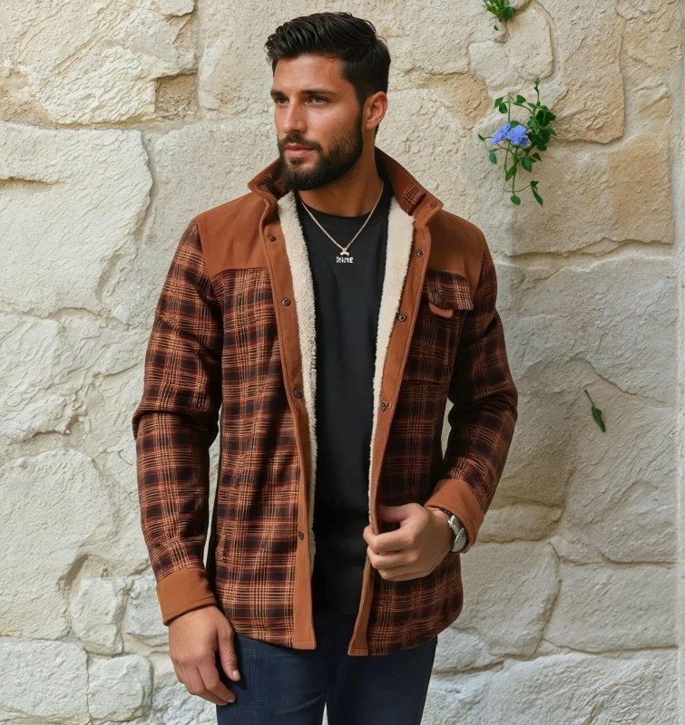 Men's Outdoor Plaid Shirt Jacket – Classic Check Style, Warm Lined, Versatile Casual Wear