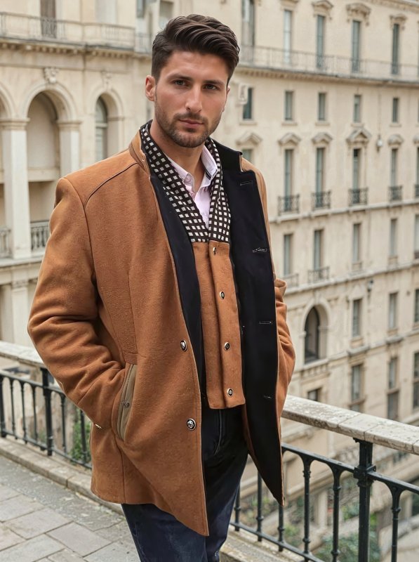 Men's Classic Evening Tailcoat with Detachable Collar - Elegant Long Jacket for Business and Events