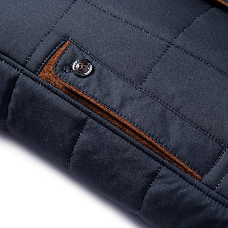 Men's Modern Quilted Jacket with Removable Faux Fur Collar – Business and Casual Outerwear