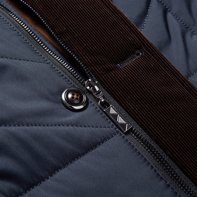 Men's Modern Quilted Jacket with Removable Faux Fur Collar – Business and Casual Outerwear