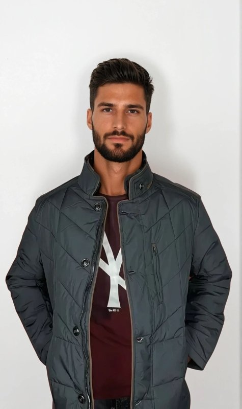 Men's Modern Quilted Jacket with Removable Faux Fur Collar – Business and Casual Outerwear