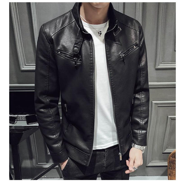 Men's Classic Biker Jacket – Modern Slim Fit Moto Style for Casual & Night Out